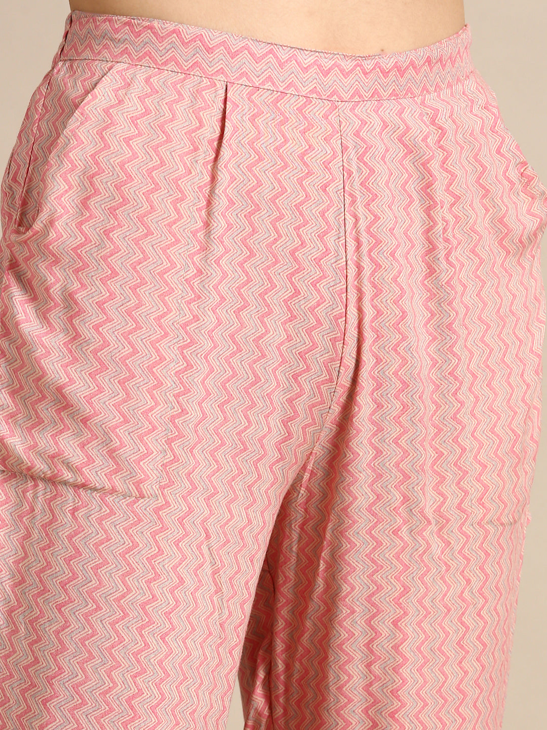 Women's Pink Colourblock Kurta Set