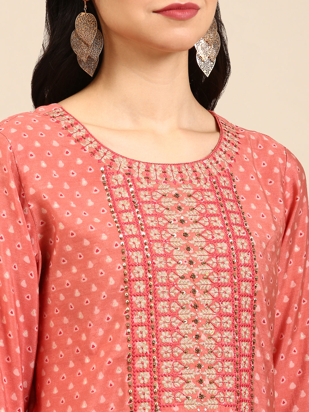 Women's Peach Paisley Kurta Set