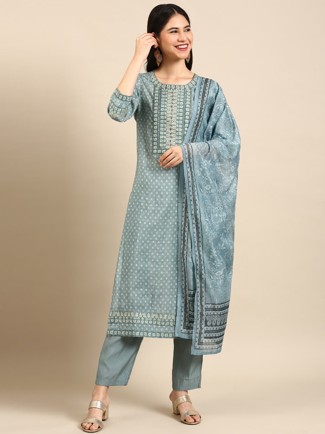 Women's Teal Paisley Kurta Set