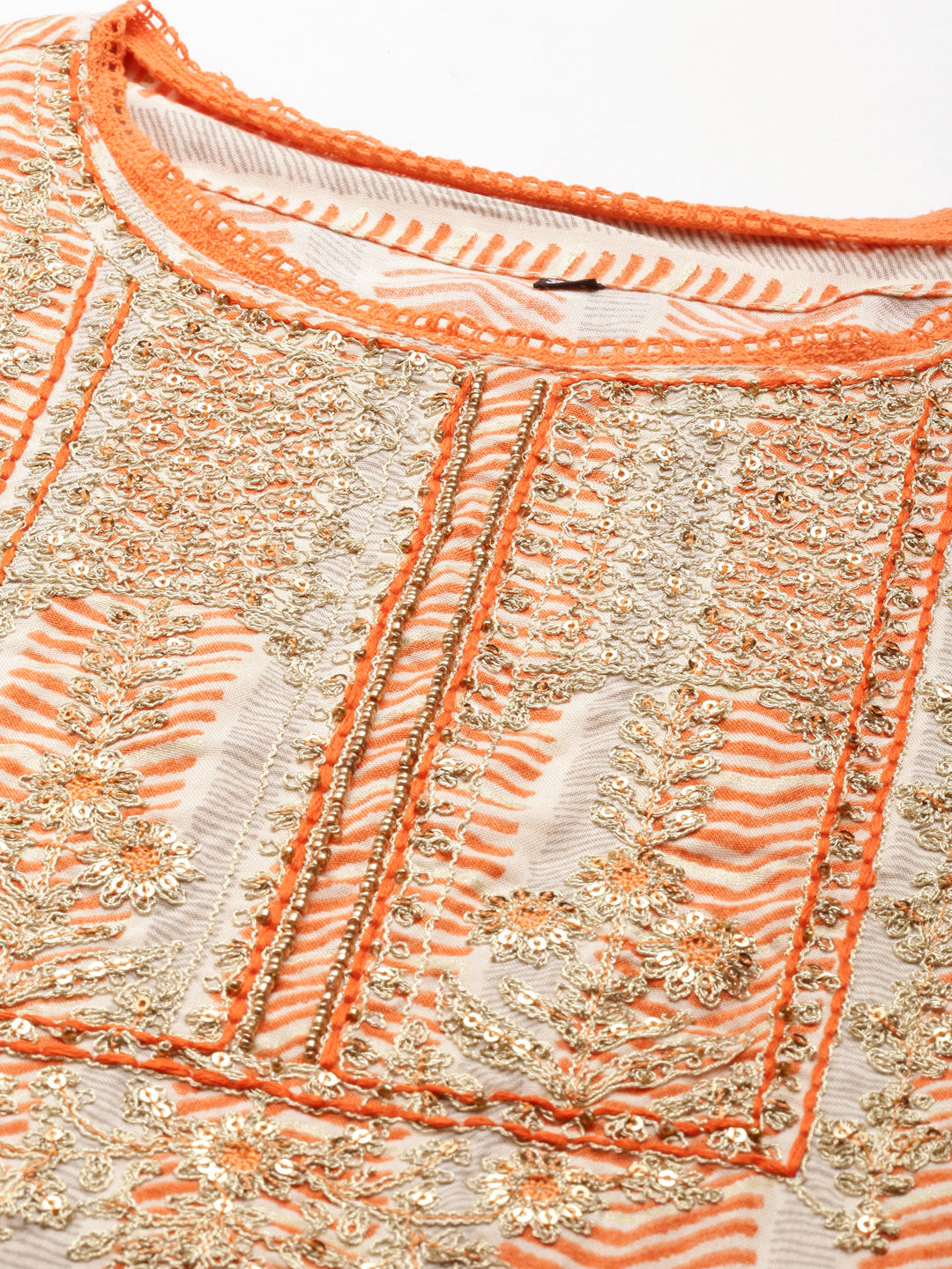 Women's Orange Embroidered Kurta Set