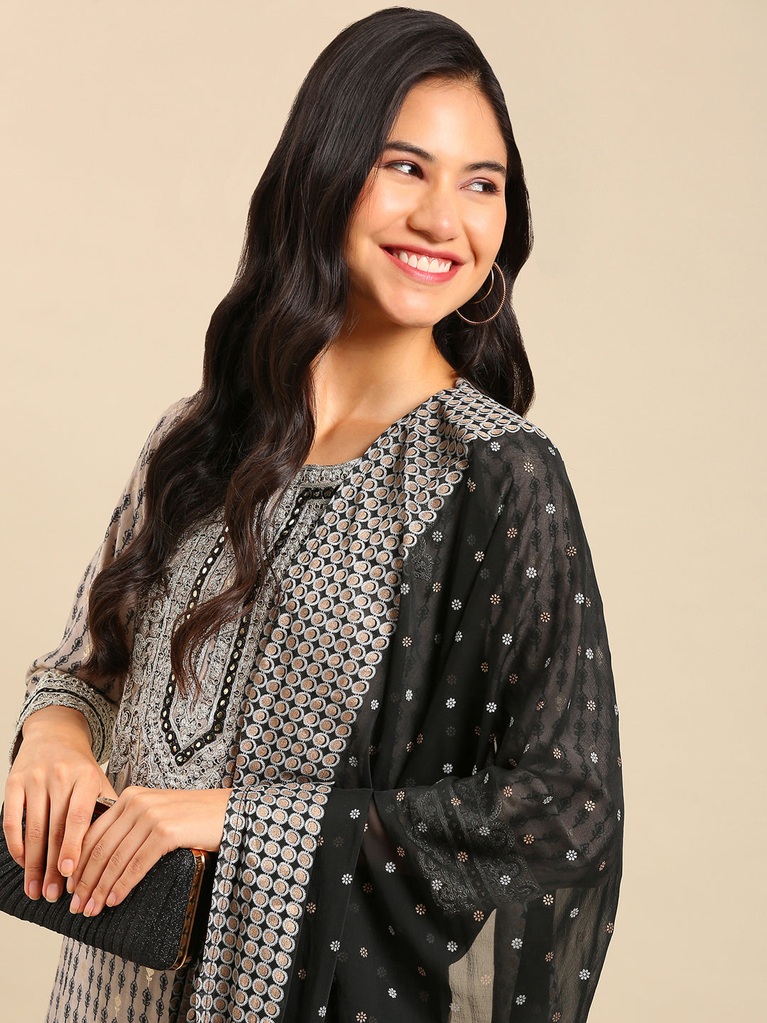 Women's Grey Printed Kurta Set