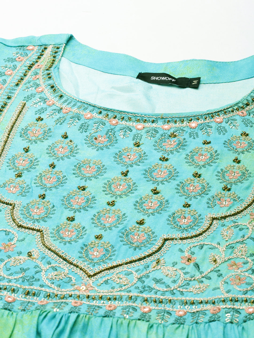 Women's Turquoise Blue Tie Dye Anarkali Kurta