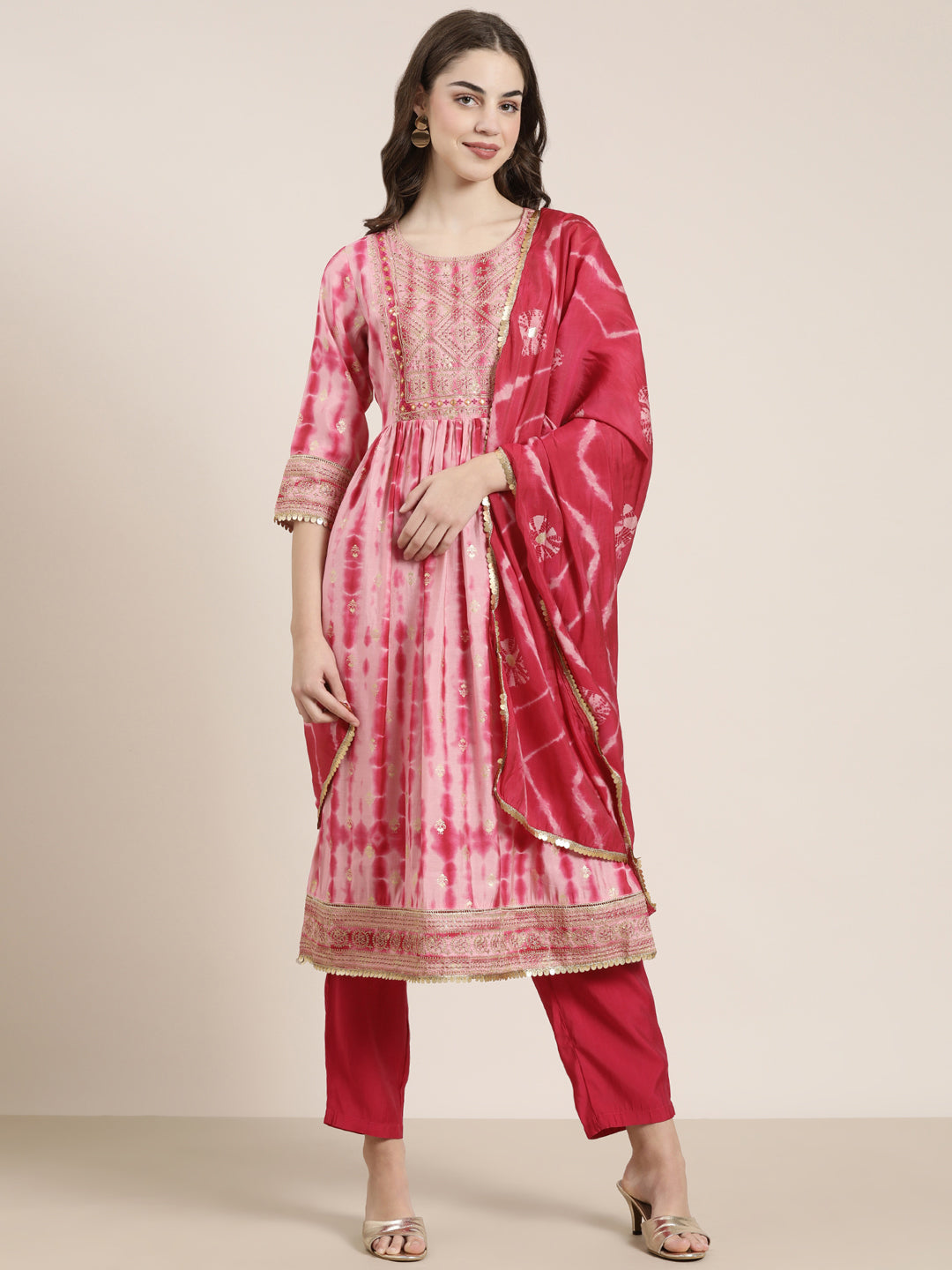 Women Pink Printed Kurta Set