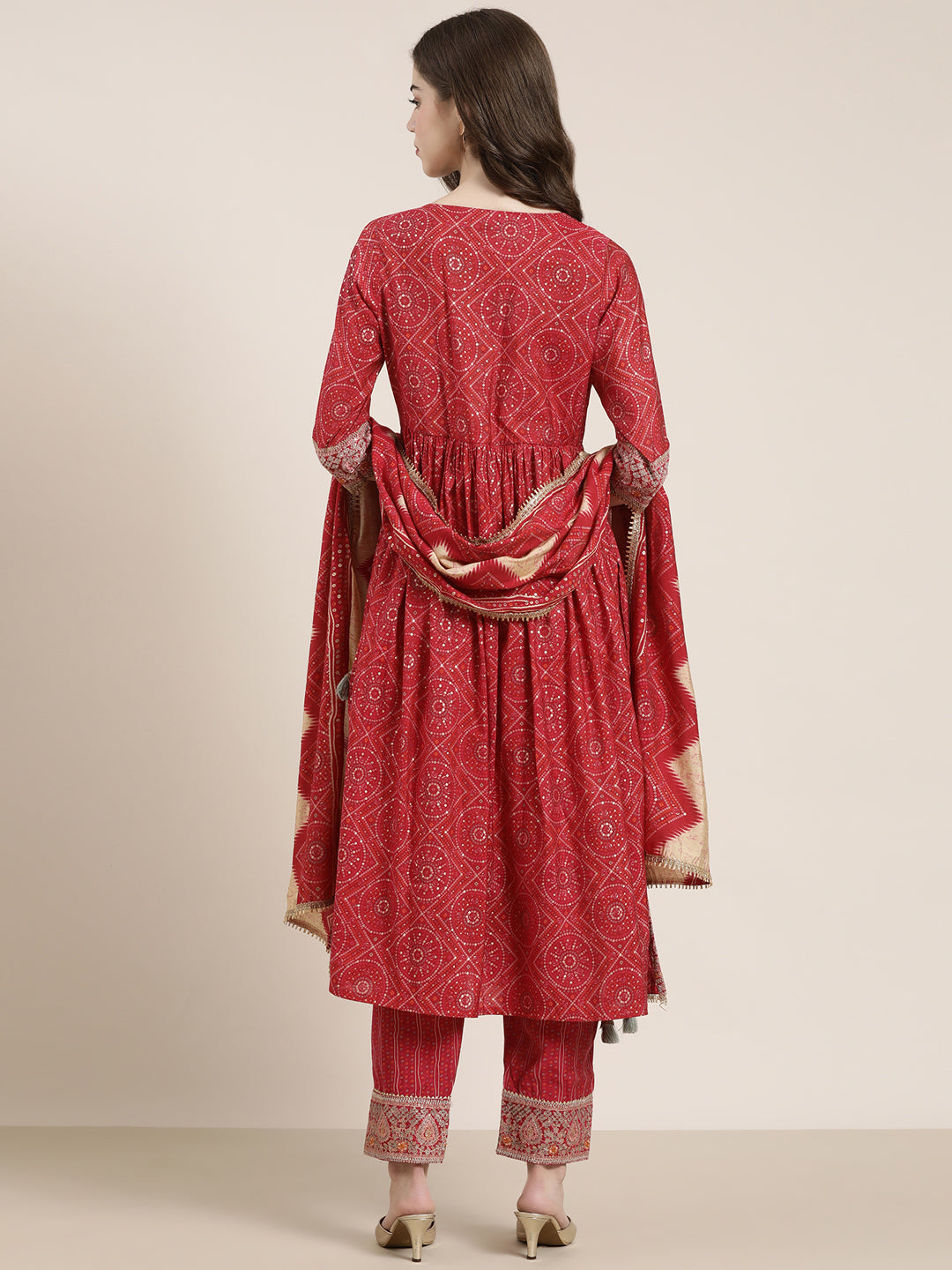 Women Fuchsia Printed Kurta Set