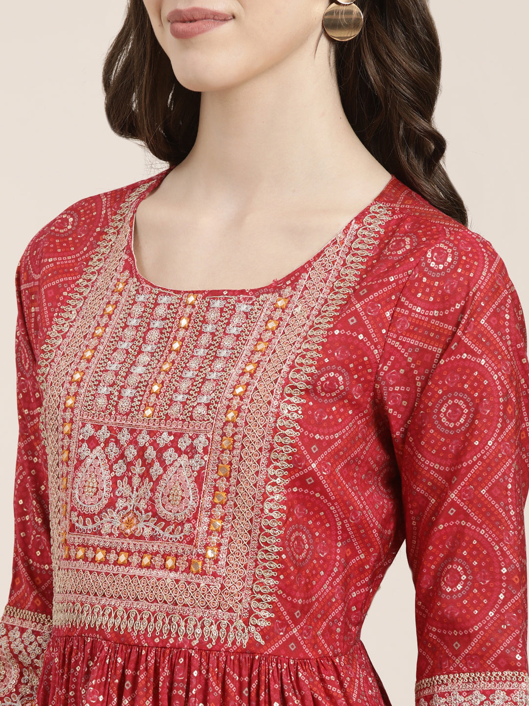 Women Fuchsia Printed Kurta Set