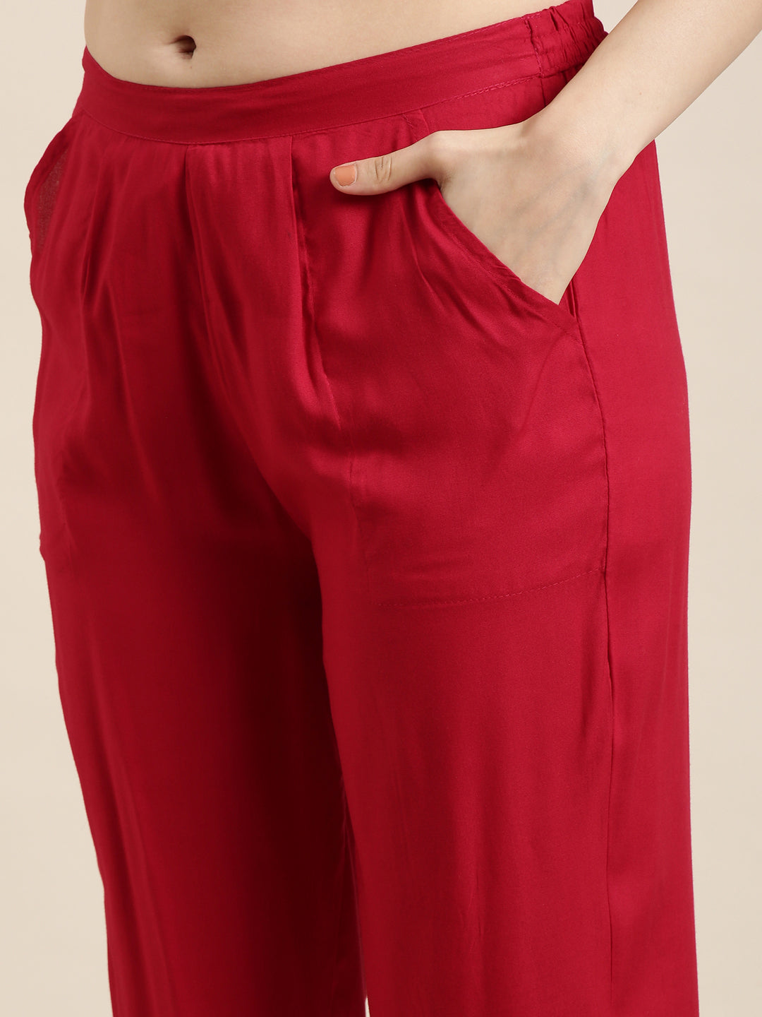 Women Anarkali Pink Geometric Kurta and Trousers Set Comes With Dupatta and Potli Bag and Waist Belt