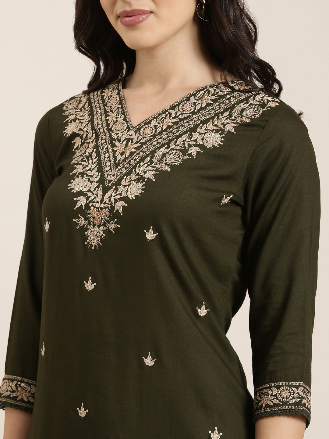 Women Straight Green Solid Kurta and Patiala Set Comes With Dupatta