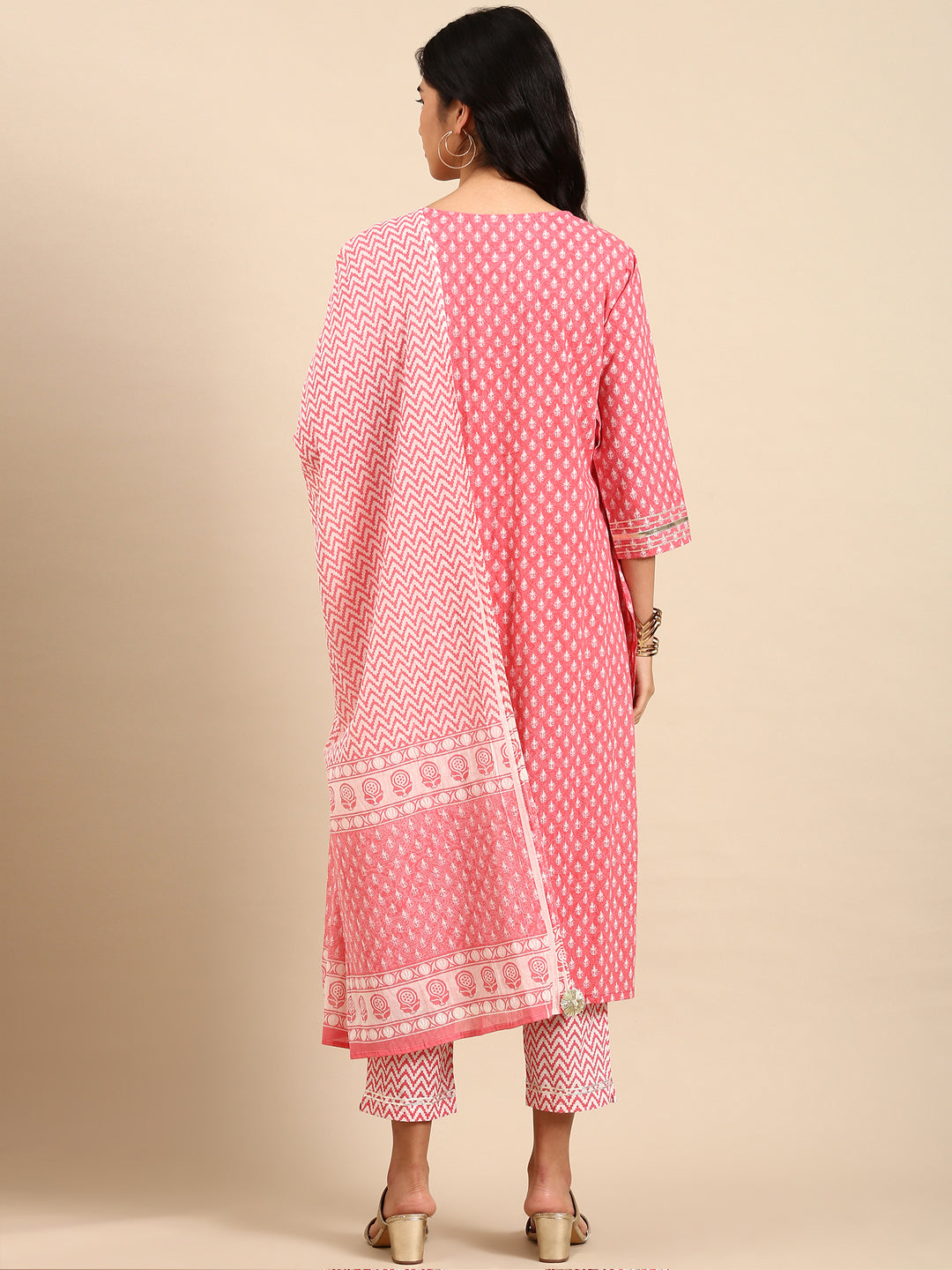 Women's Pink Printed Kurta Set