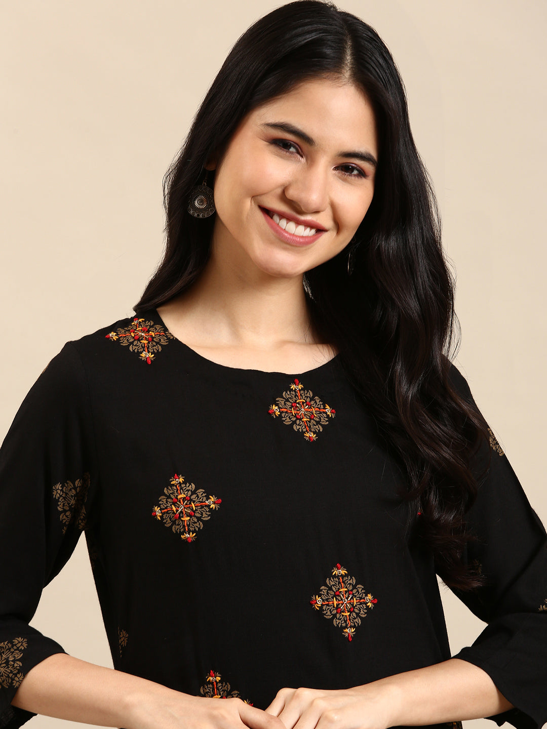 Women's Black Printed Kurta Set