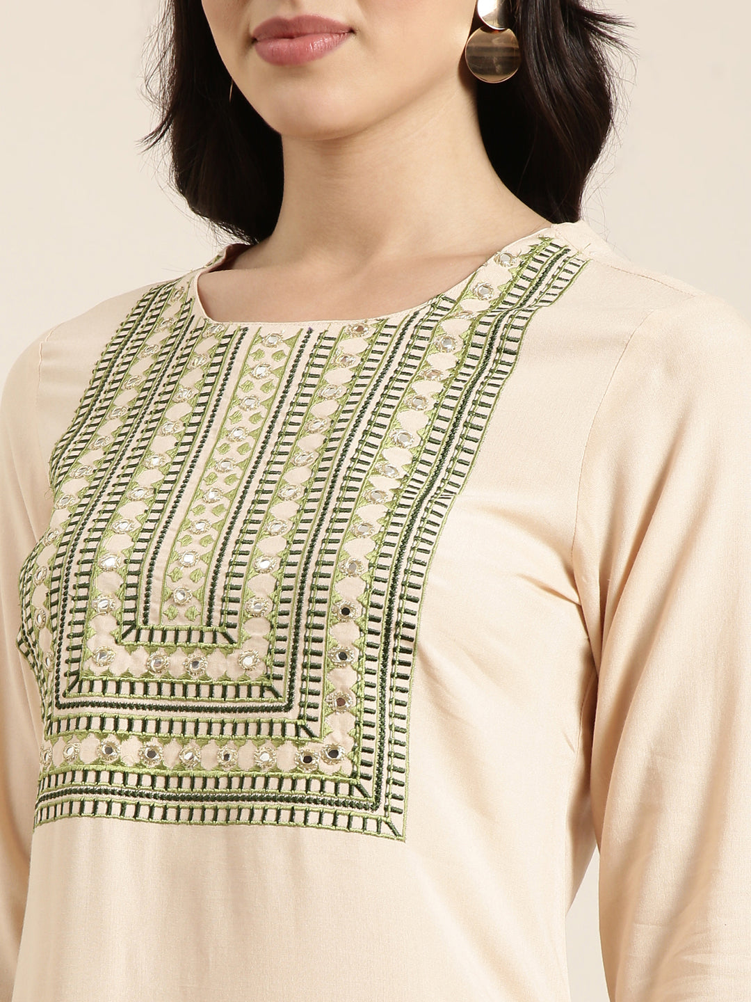 Women Straight Beige Solid Kurta and Patiala Set Comes With Dupatta