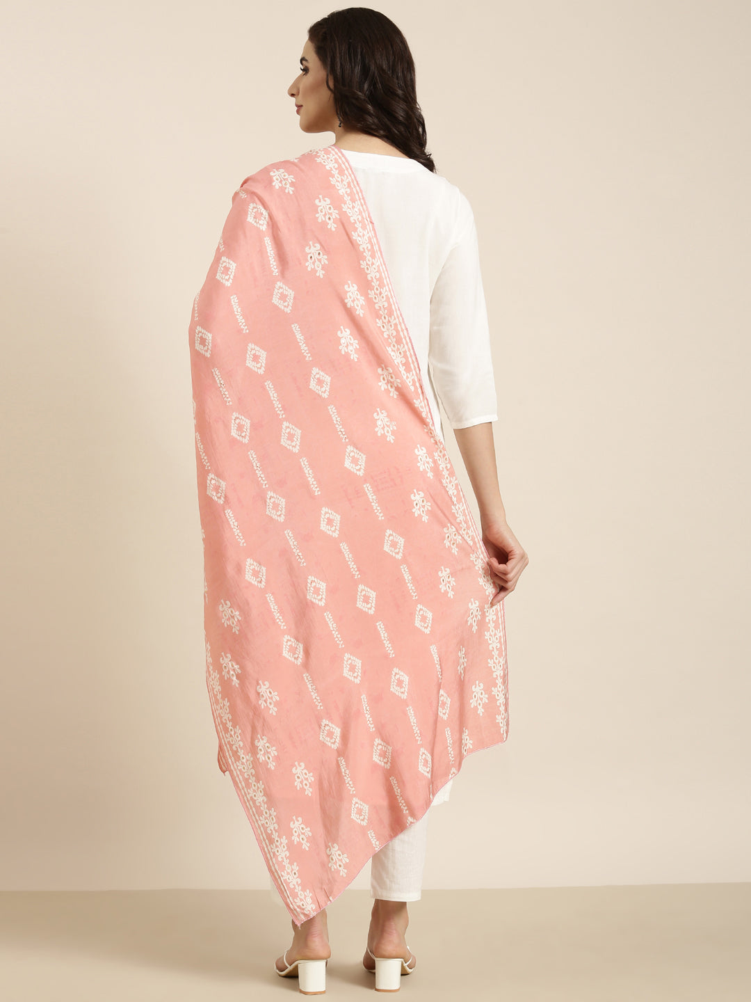 Women Straight Off White Solid Kurta and Trousers Set Comes With Dupatta