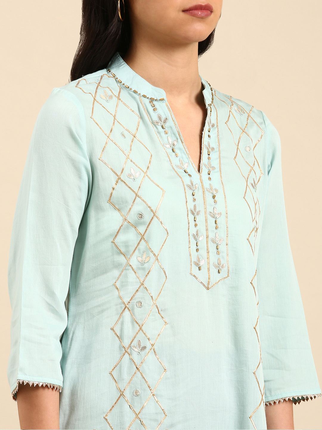 Women's Blue Solid Kurta Set