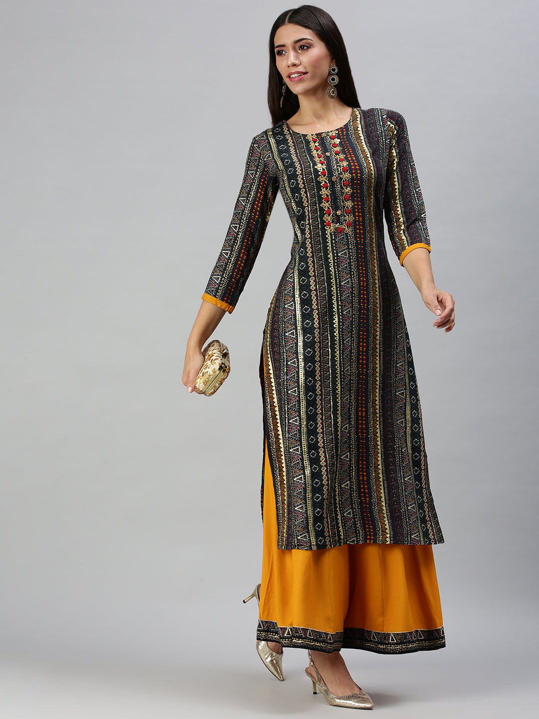 Women's Blue Printed Kurta Sets