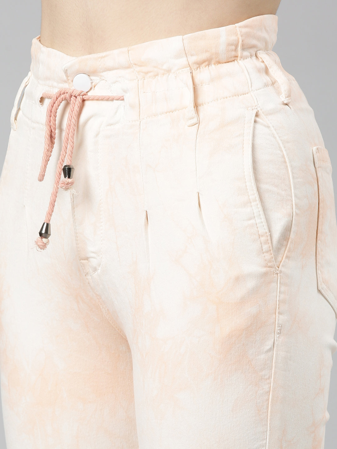 Women Peach Solid Mom Fit Denim Jeans