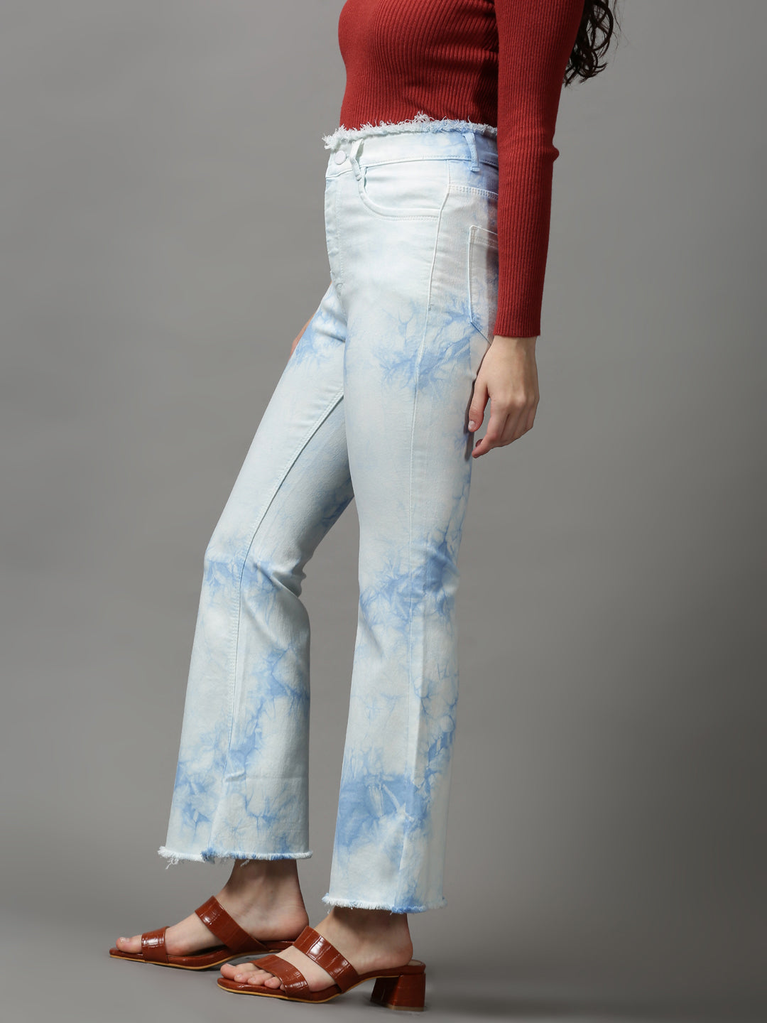 Women's Blue Solid Bootcut Denim Jeans