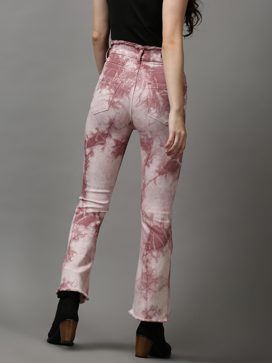 Women's Mauve Solid Bootcut Denim Jeans