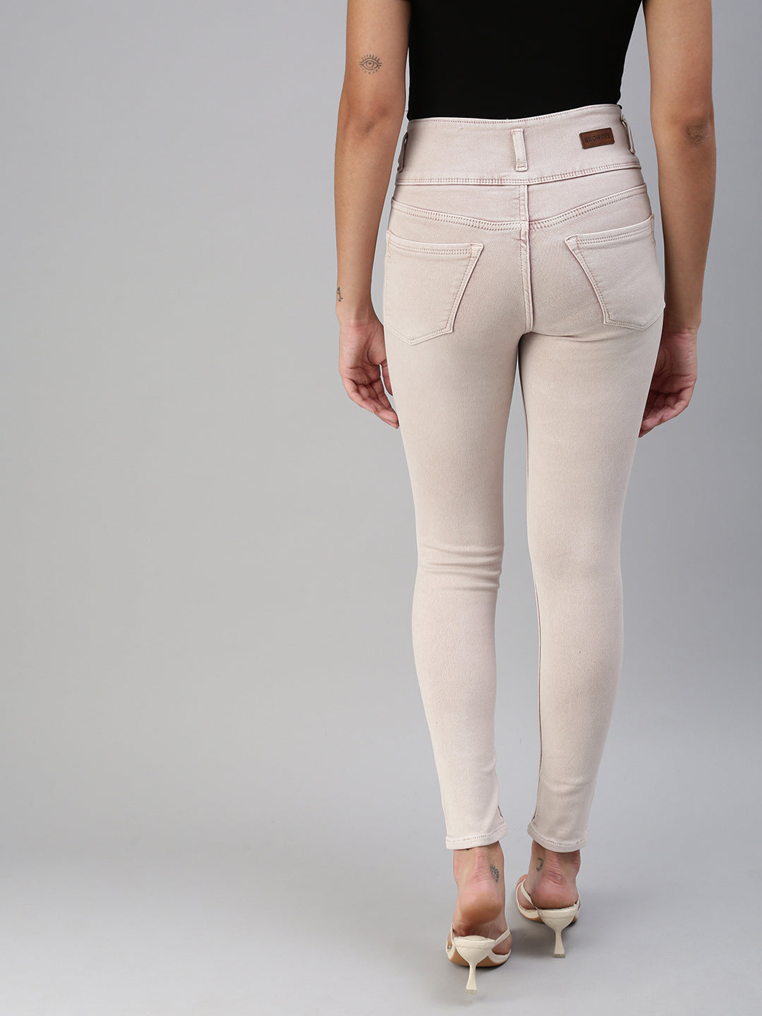 Women's Pink Solid Denim Skinny Jeans