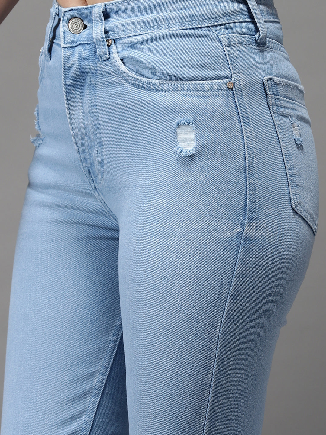 Women's Blue Solid Skinny Fit Denim Jeans