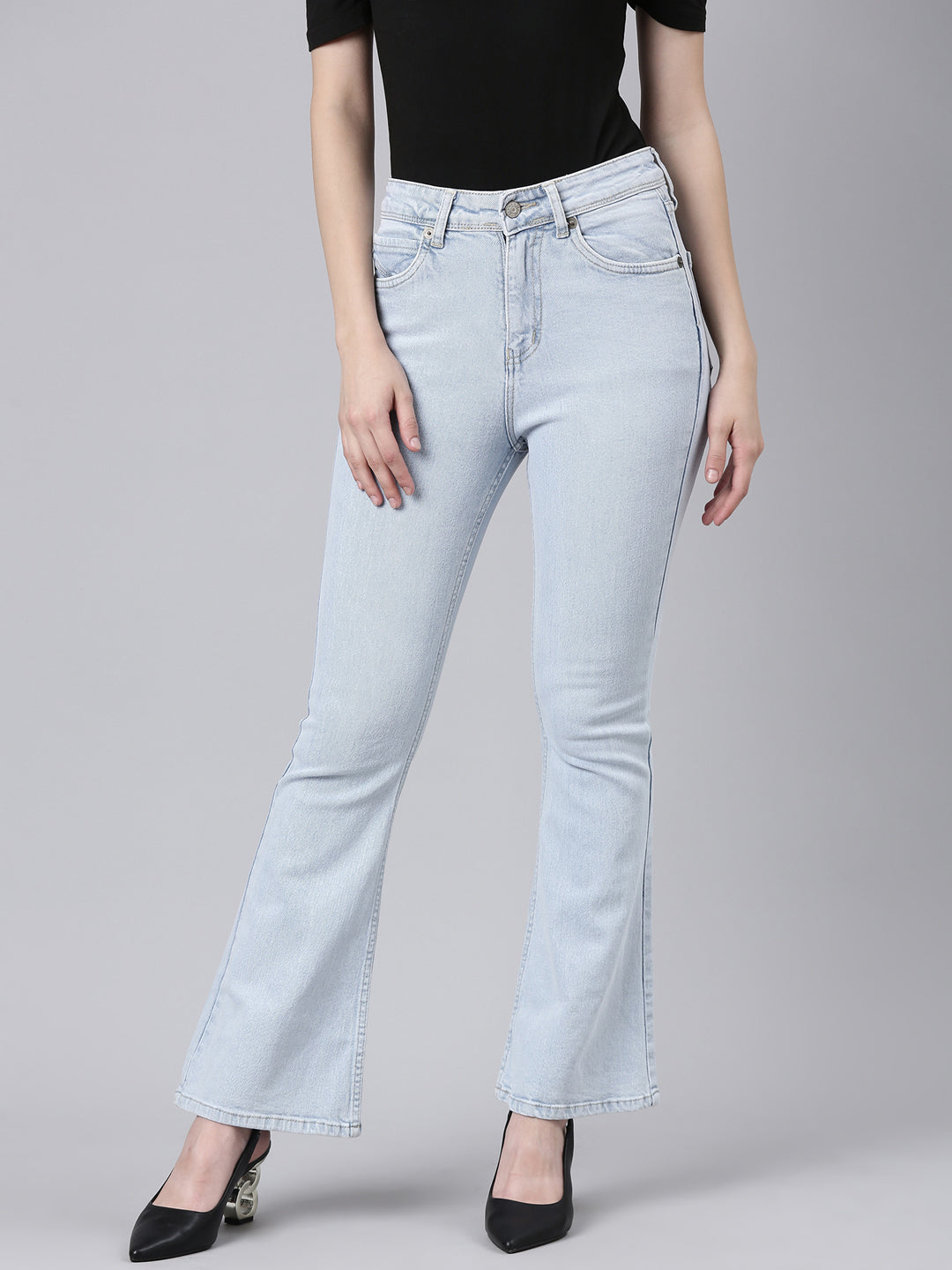 Women Blue Solid Bootcut Denim Jeans