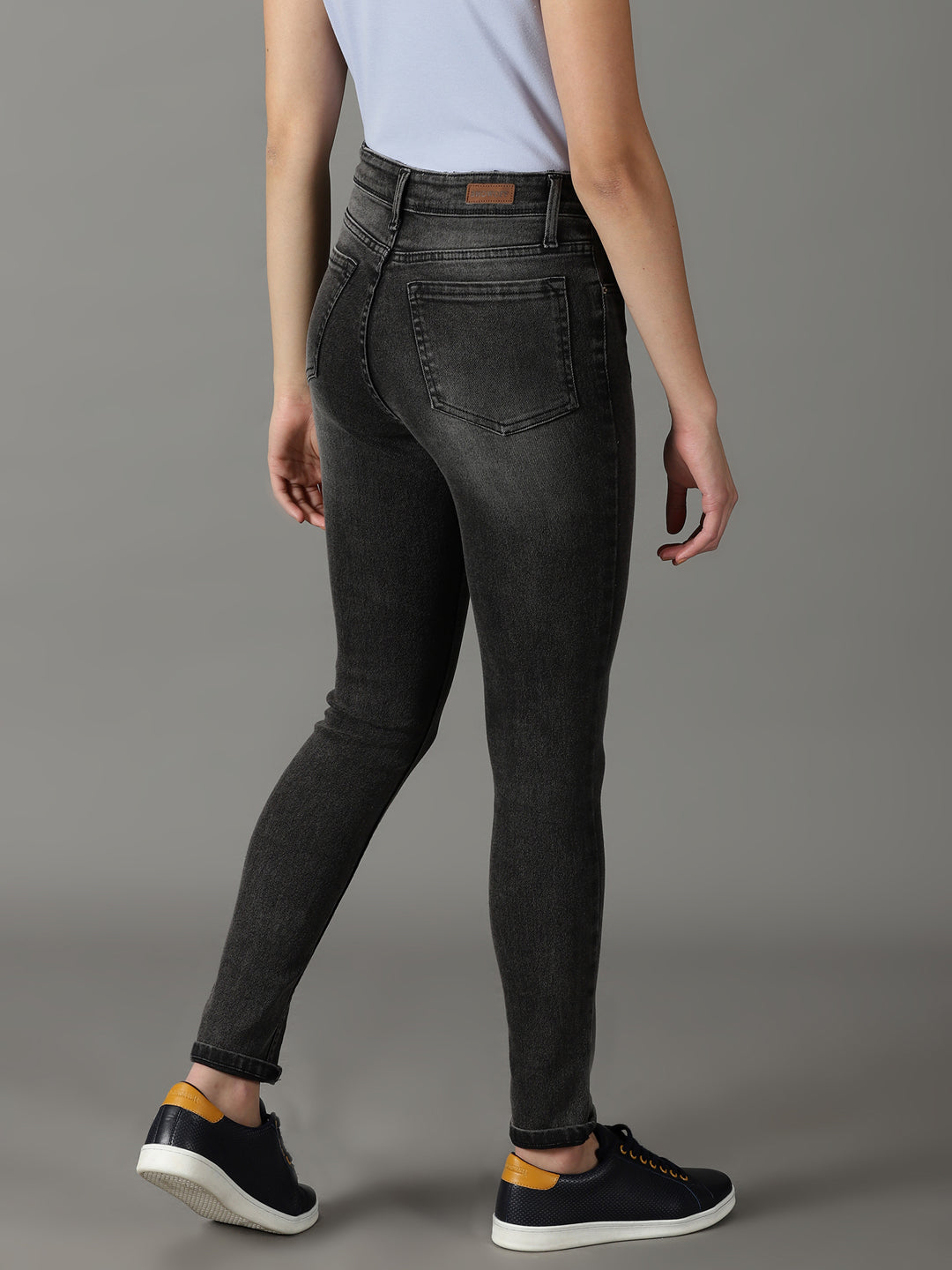 Women's Grey Melange Solid Slim Fit Denim Jeans