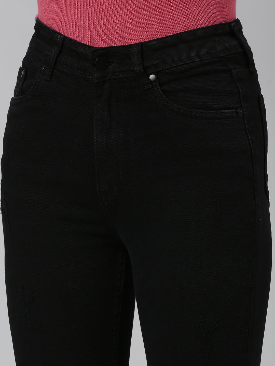 Women Black Solid Bootcut Denim Jeans