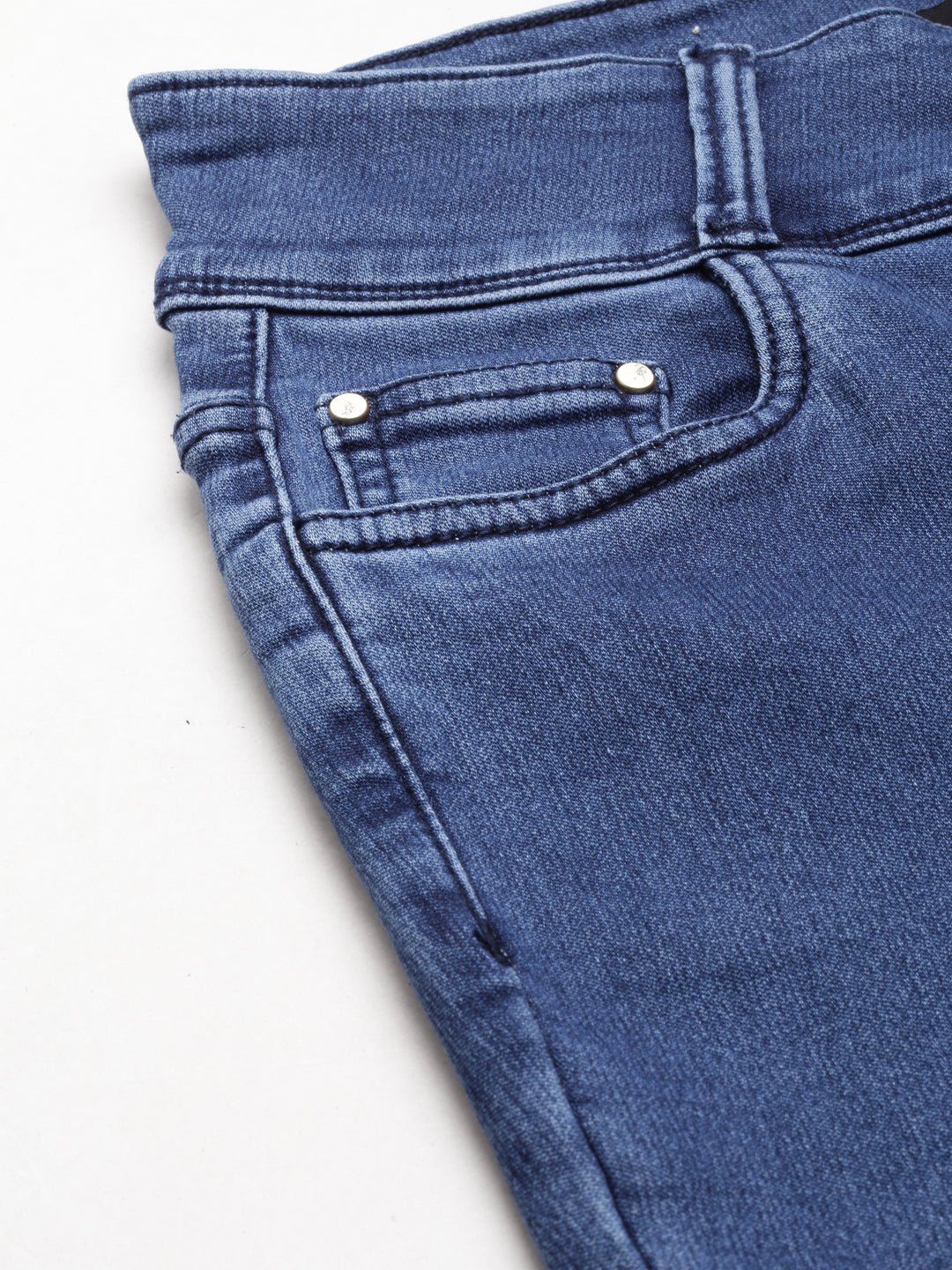 Women Blue Solid Slim Fit Denim Jeans