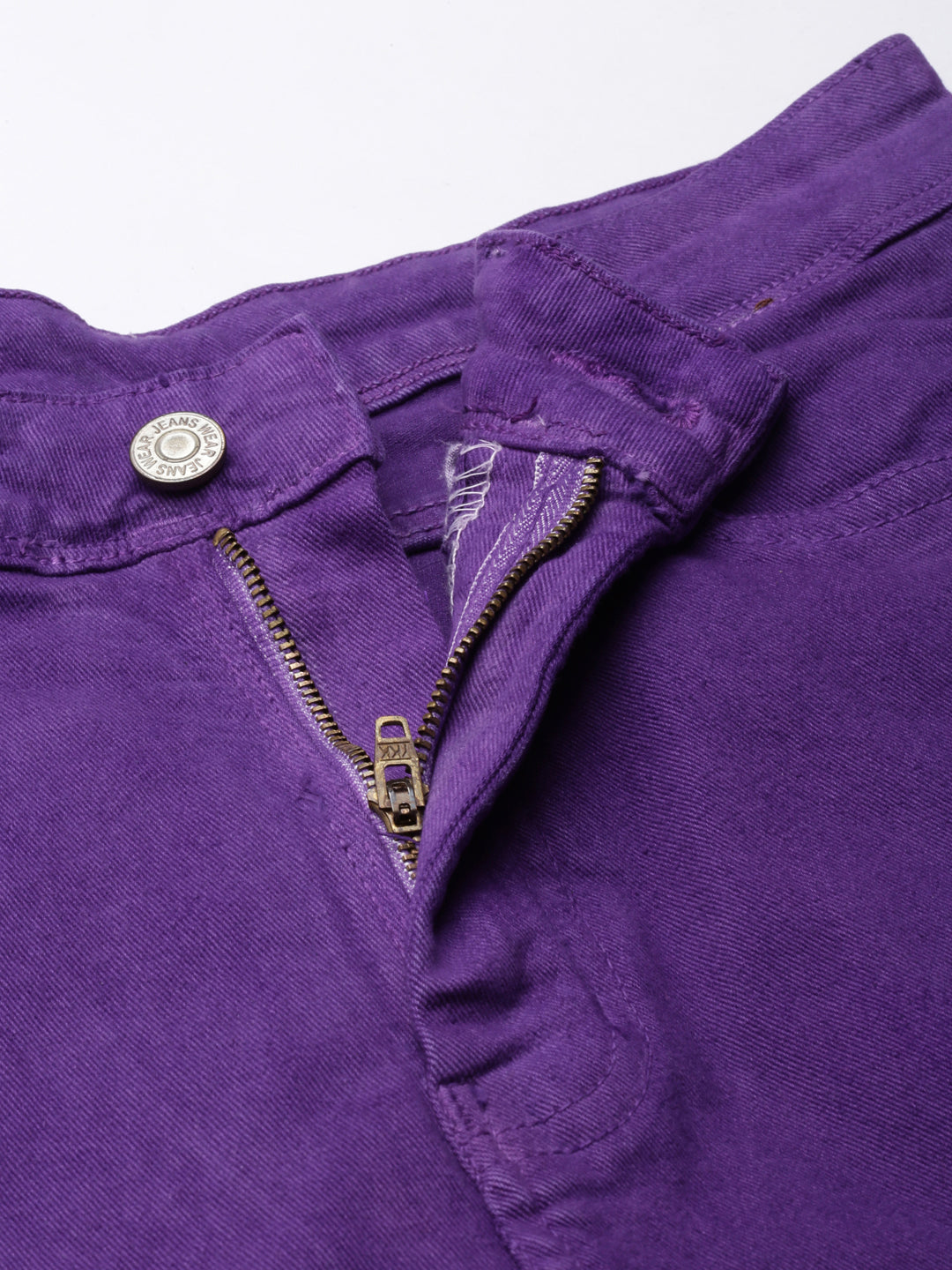 Women Purple Solid Straight Fit Denim Jeans