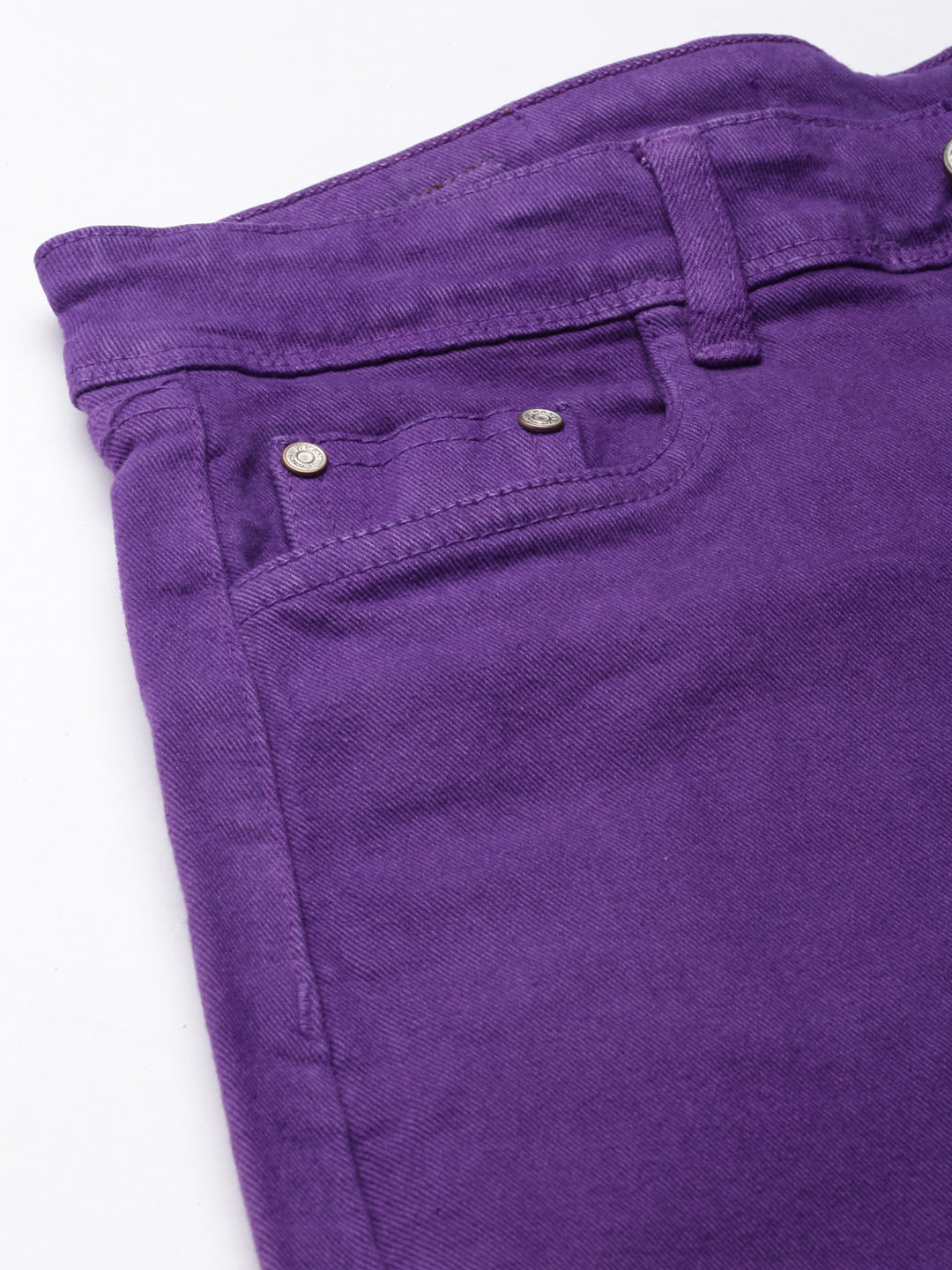 Women Purple Solid Straight Fit Denim Jeans