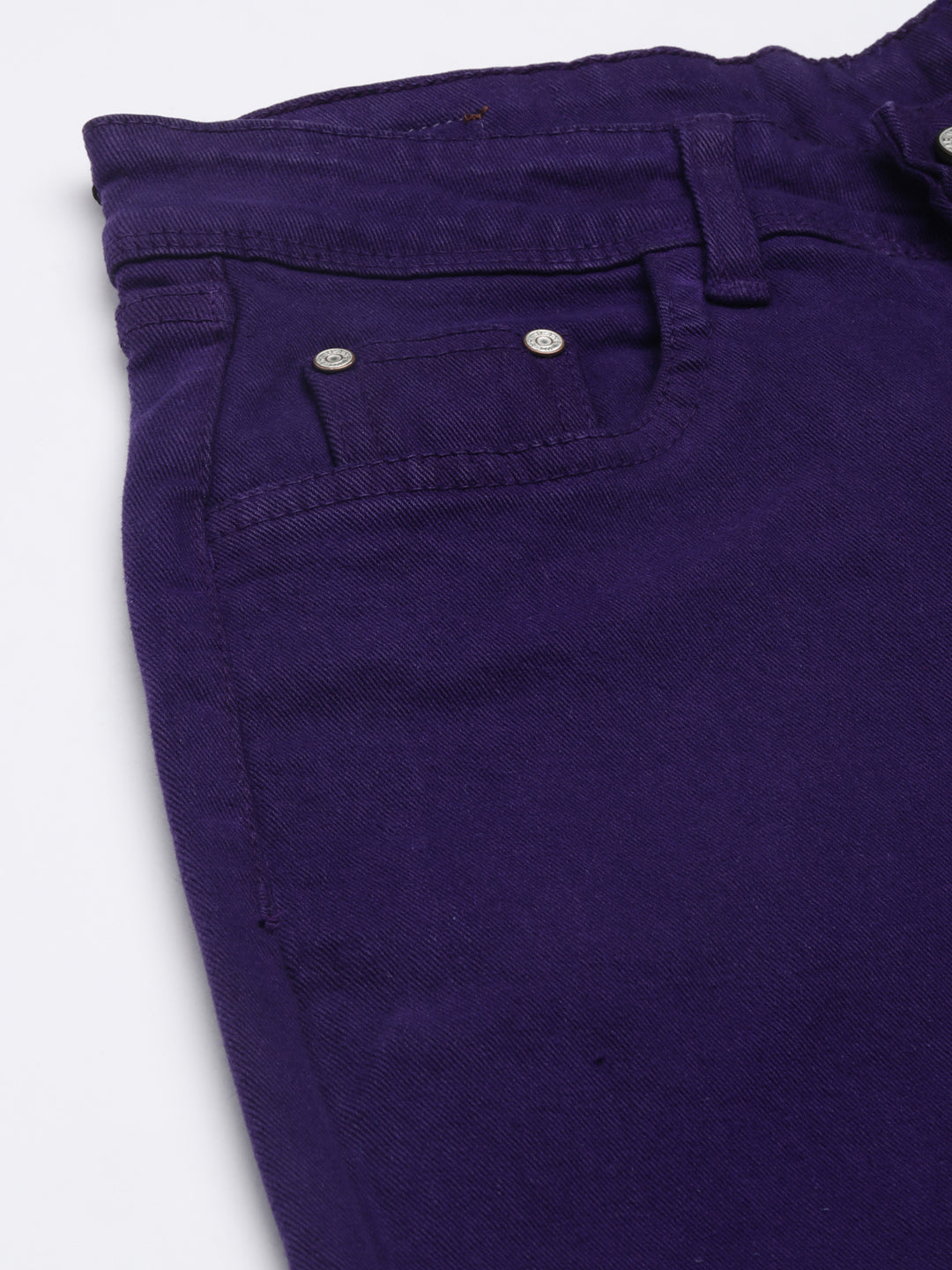 Women Violet Solid Straight Fit Denim Jeans