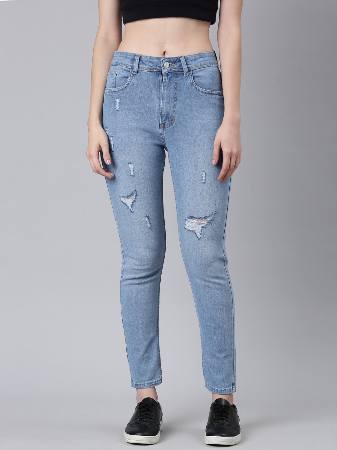 Women Blue Solid Skinny Fit Denim Jeans