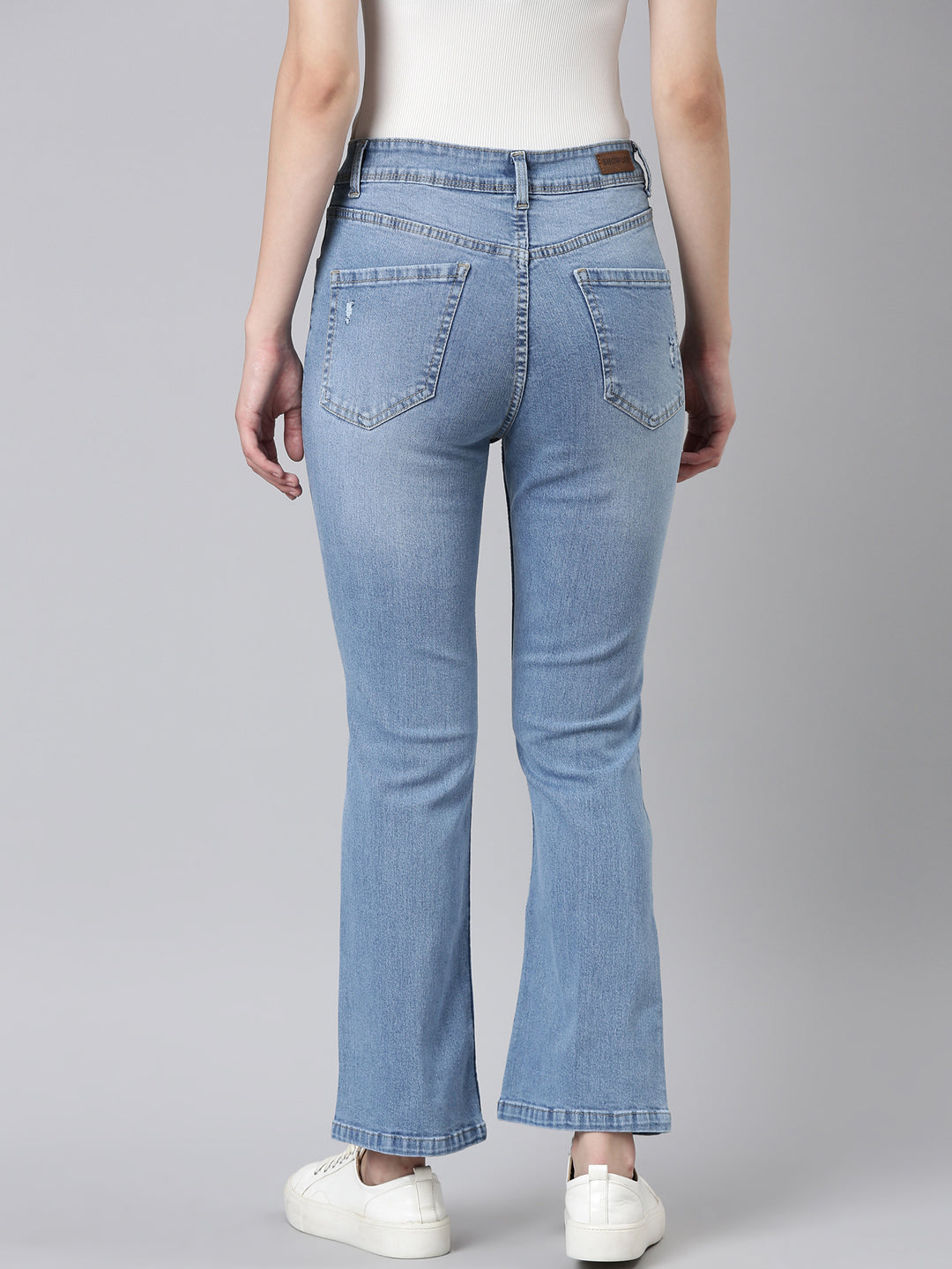 Women Blue Solid Flared Denim Jeans