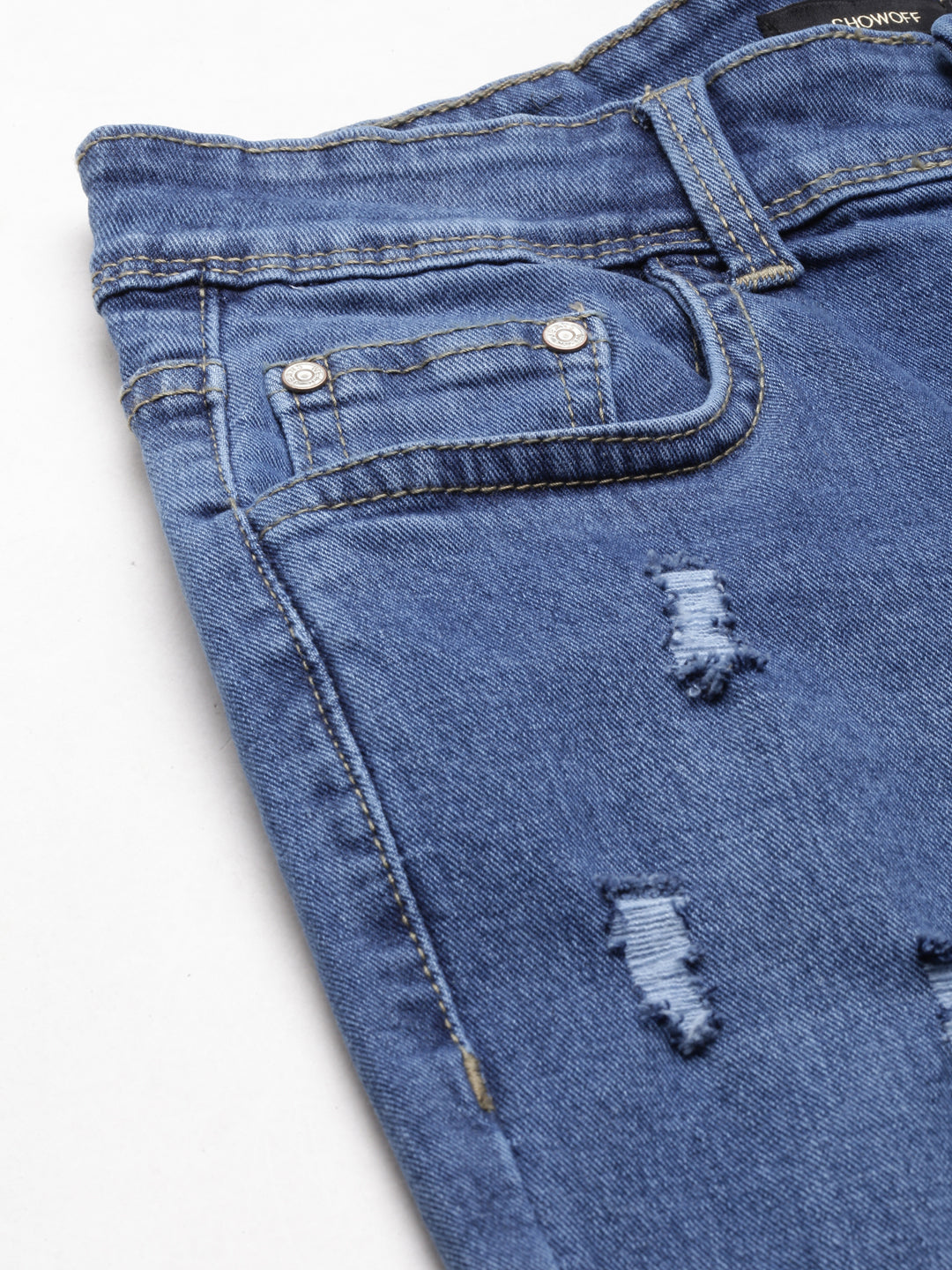 Women Blue Solid Flared Denim Jeans