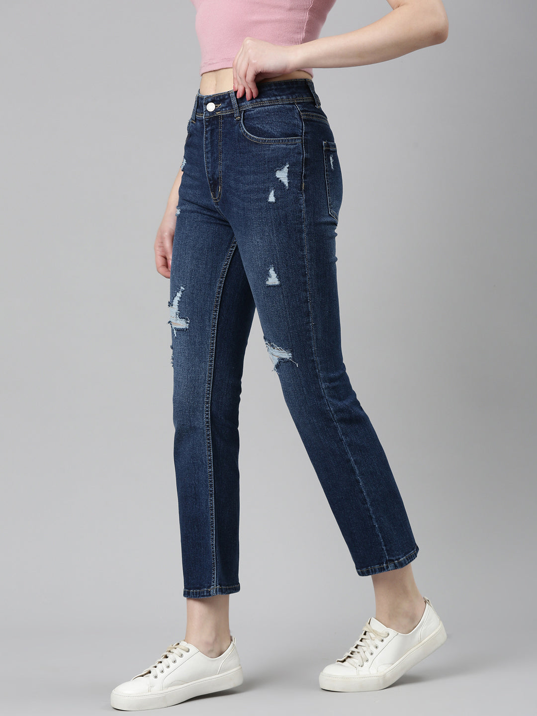 Women Blue Solid Flared Denim Jeans