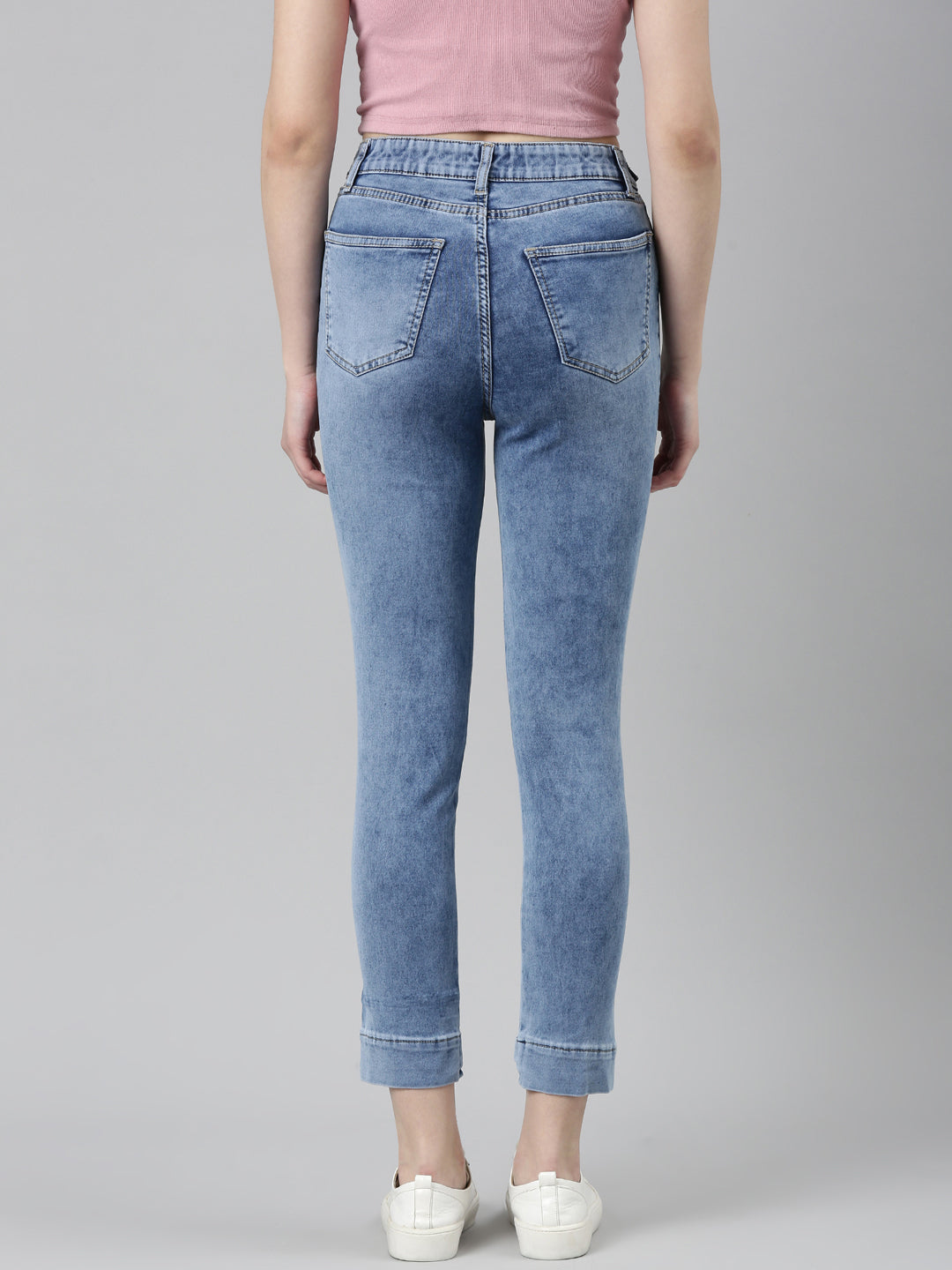 Women Blue Solid Slim Fit Denim Jeans