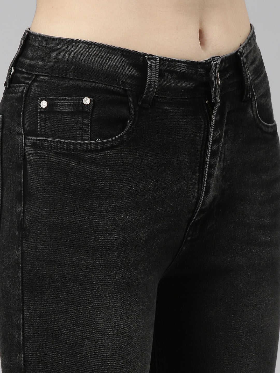 Women Grey Solid Bootcut Denim Jeans