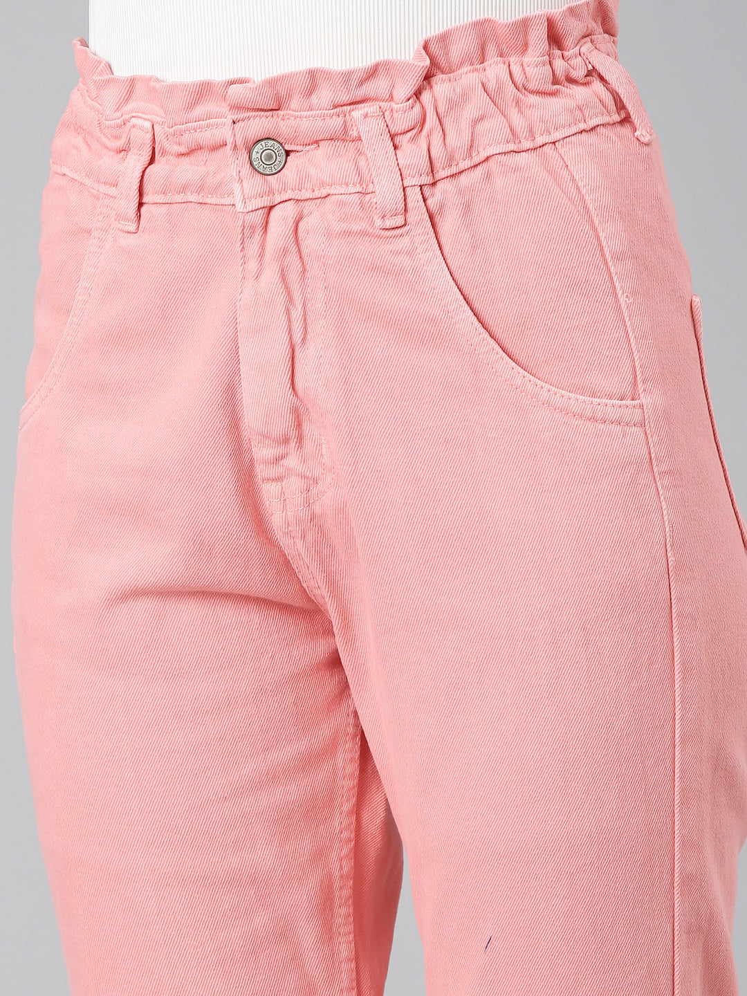 Women Coral Solid Regular Fit Denim Jeans