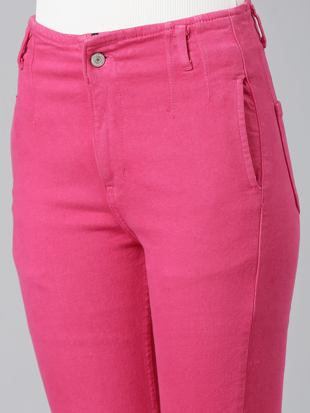 Women Fuchsia Solid Slim Fit Denim Jeans