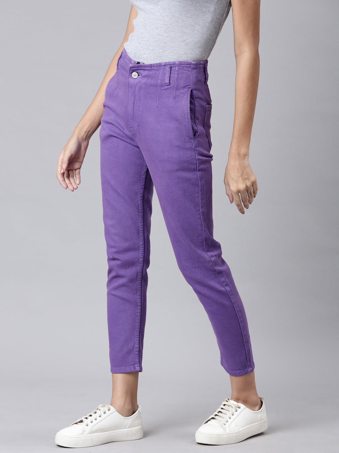 Women Lavender Solid Slim Fit Denim Jeans