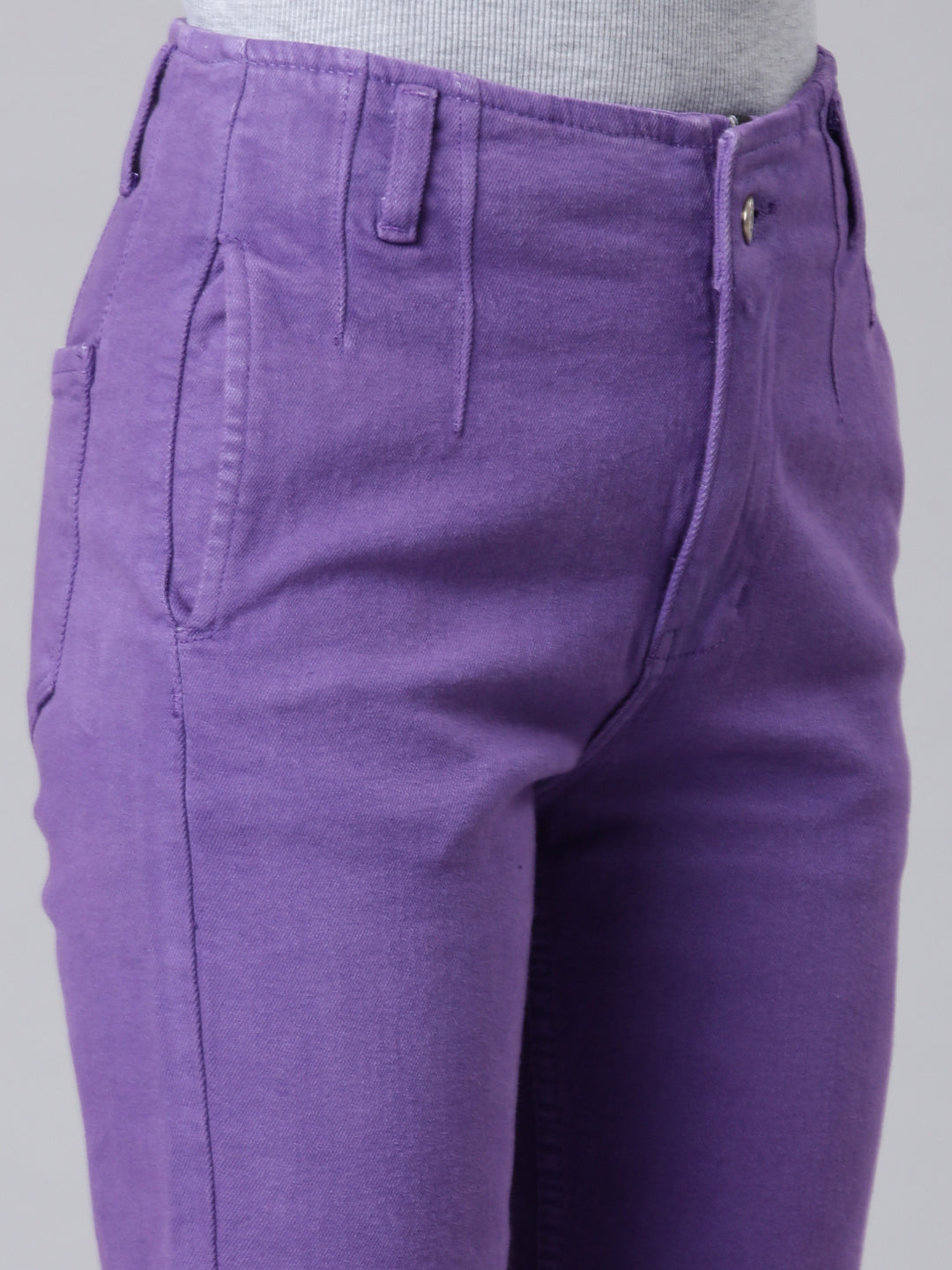 Women Lavender Solid Slim Fit Denim Jeans