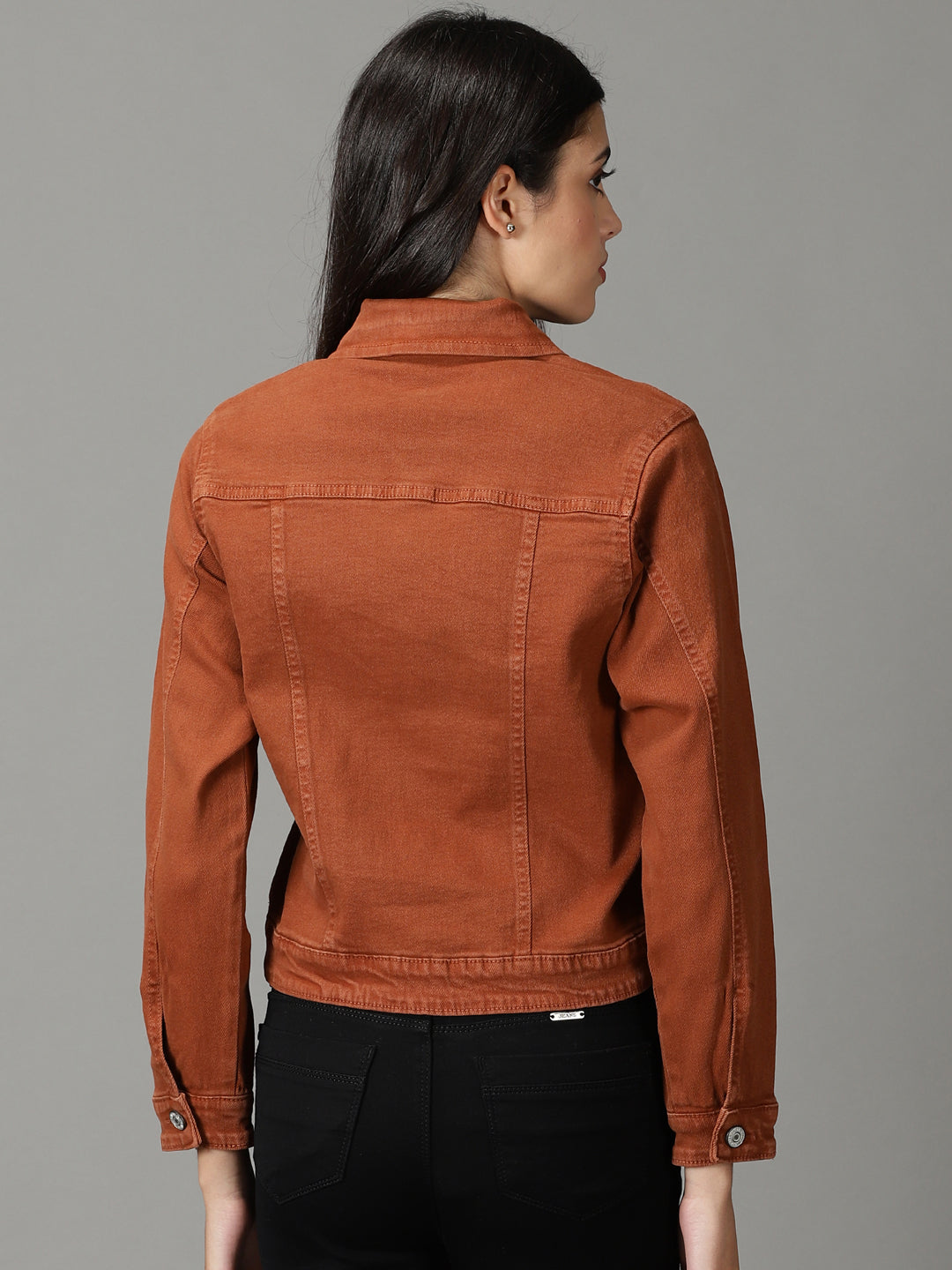 Women's Rust Solid Open Front Jacket