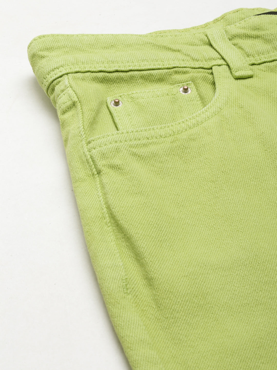 Women Lime Green Solid Regular Fit Denim Jeans