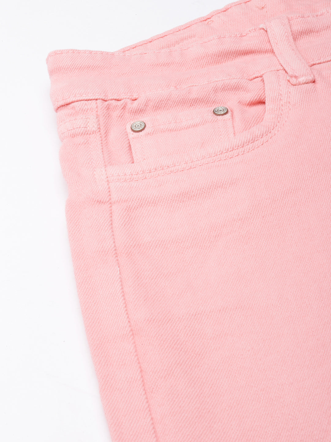 Women Peach Solid Straight Fit Denim Jeans