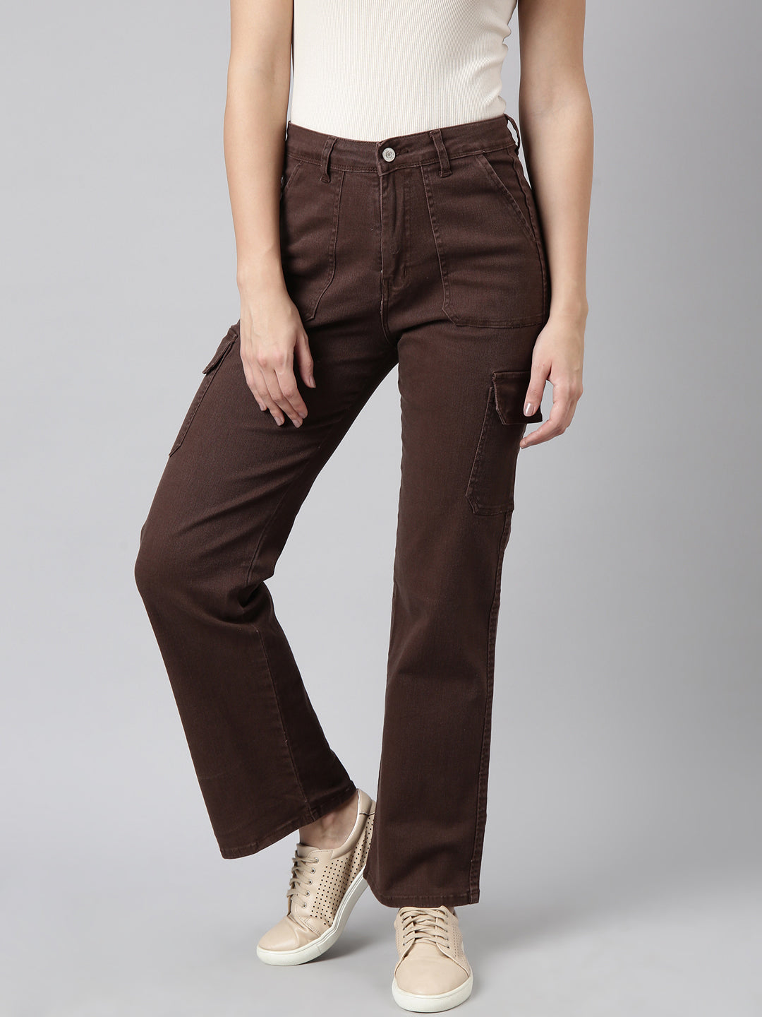 Women Straight Fit Denim Brown Corgo Jean