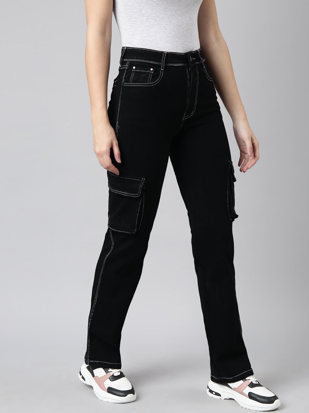 Women Straight Fit Denim Black Corgo Jean