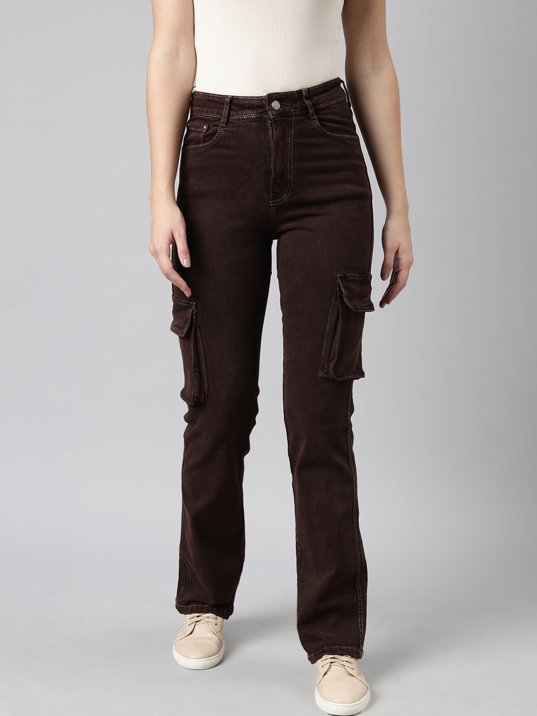 Women Straight Fit Denim Brown Corgo Jean