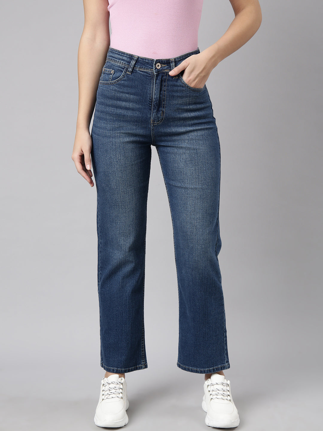 Women Straight Fit Denim Navy Blue Jean