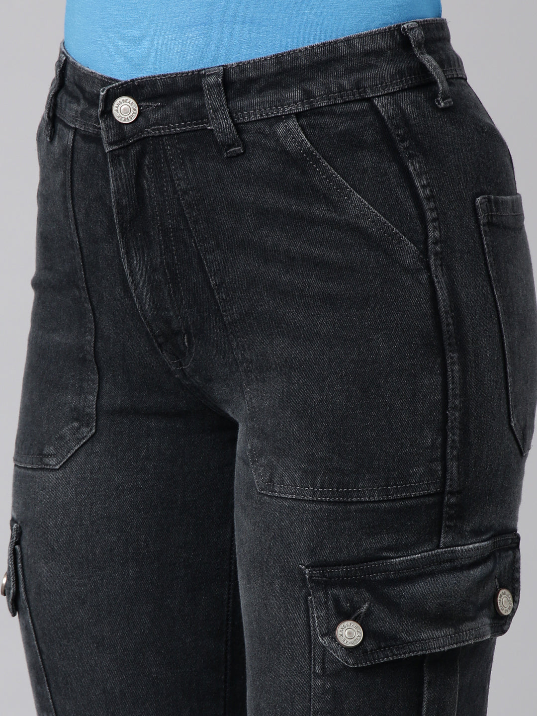 Women Straight Fit Denim Charcoal Corgo Jean