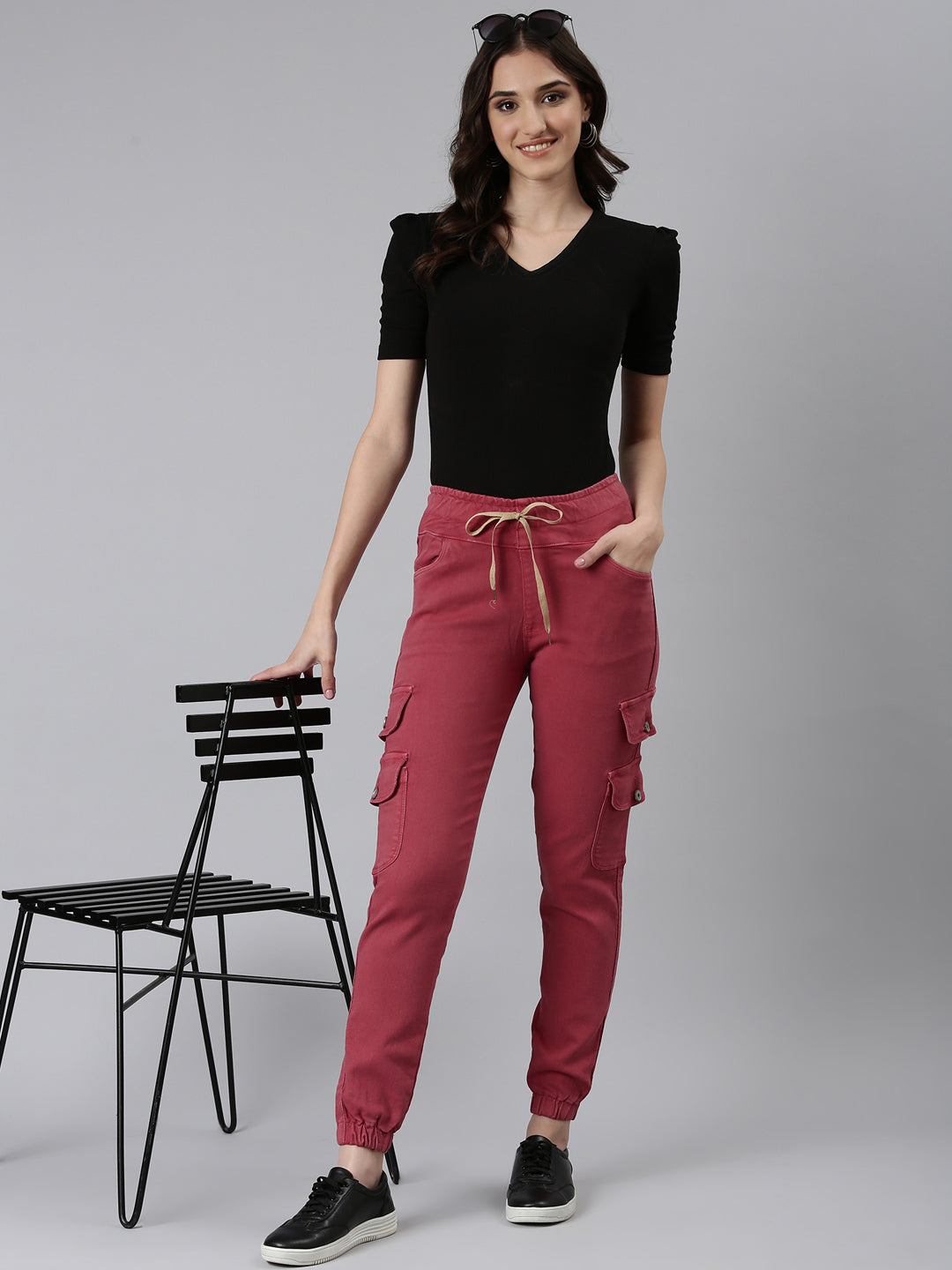 Women Mauve Solid Regular Fit Denim Jeans