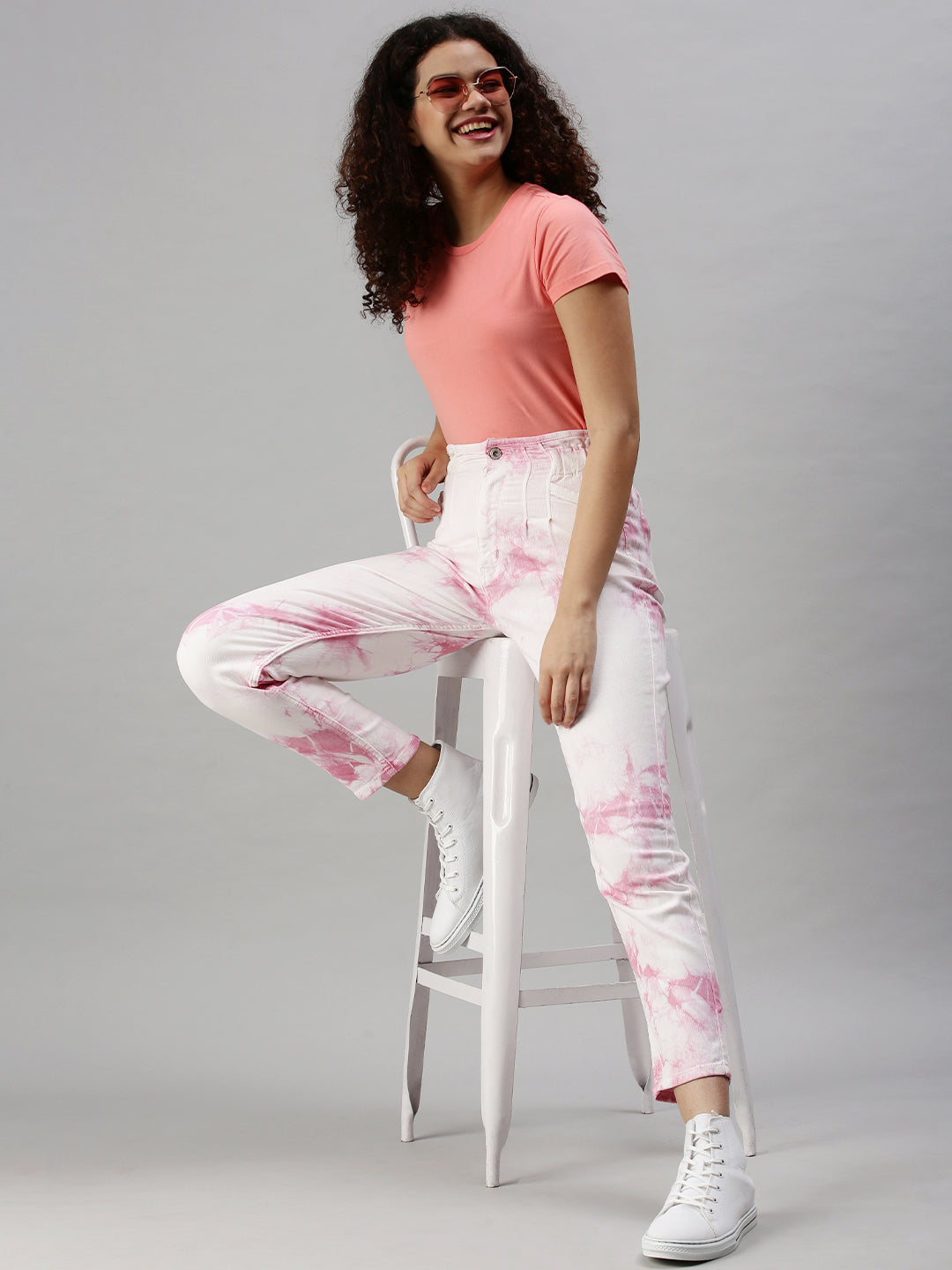 Women's Denim Pink Mom Fit Jeans