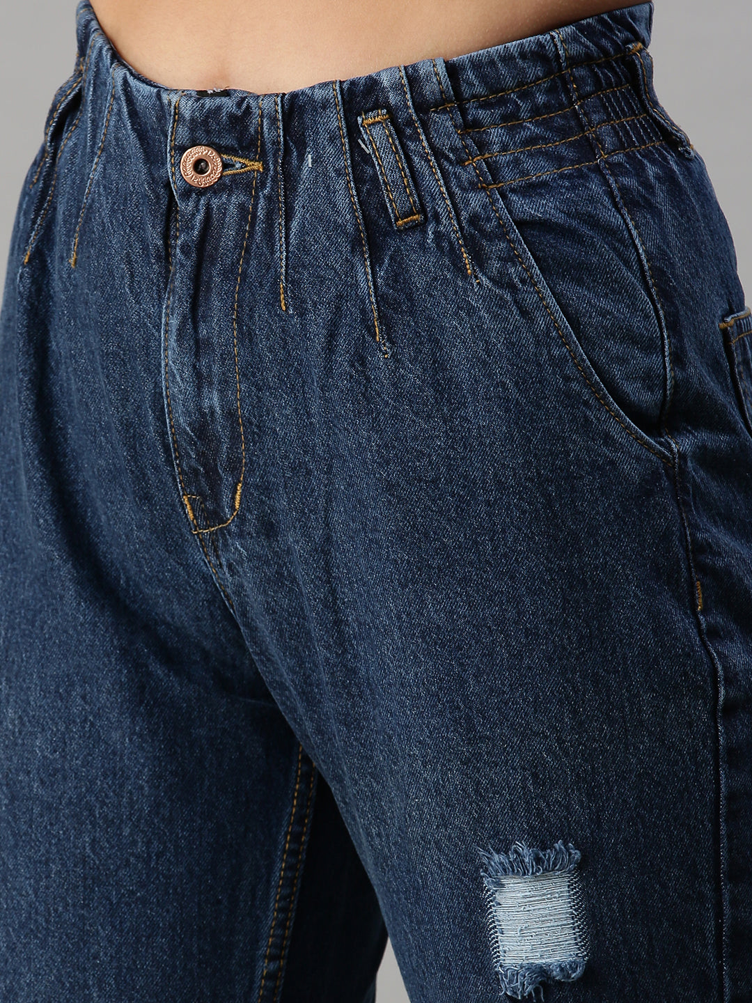 Women's Denim Mom Fit Navy Blue Jeans
